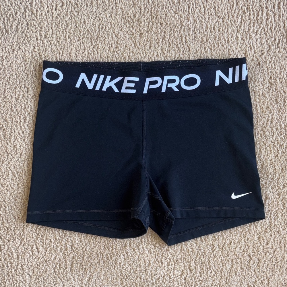 Nike Pro Black Compression Training Shorts with White Logo - 3 Inch